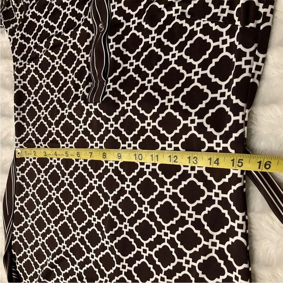 Etcetera Women’s  Retro Style Geometric Brown & White Print Dress Size 2 - Picture 9 of 12